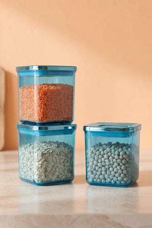 Blue Vacuum Airtight 3-Piece Food Storage Container Set – 700 Ml
