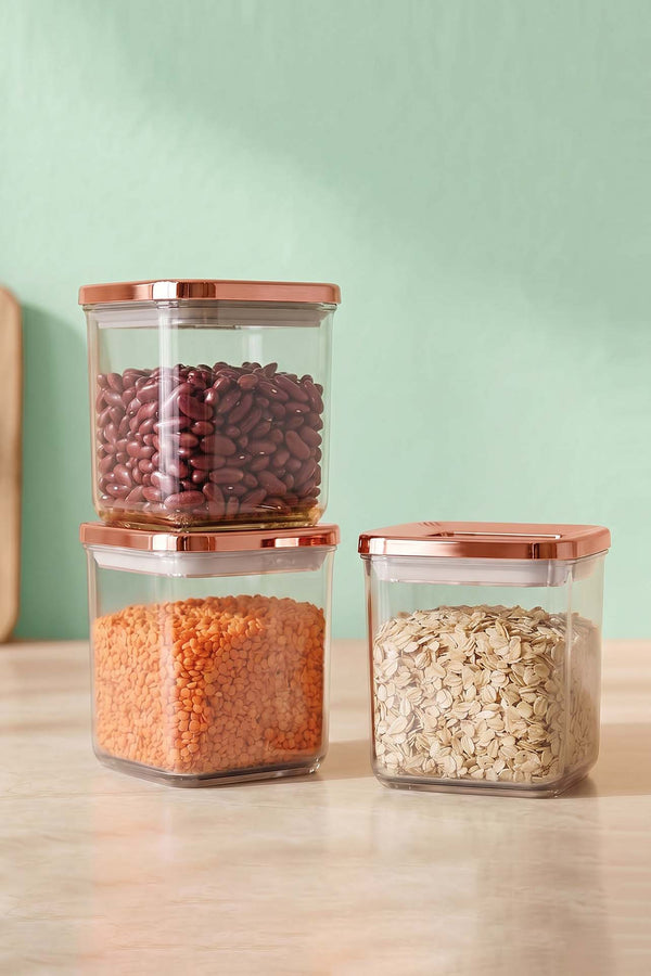 Rose Vacuum Airtight 3-Piece Food Storage Container Set – 700 Ml