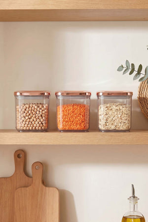 Rose Vacuum Airtight 3-Piece Food Storage Container Set – 700 Ml