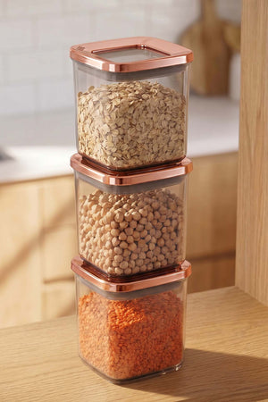 Rose Vacuum Airtight 3-Piece Food Storage Container Set – 700 Ml
