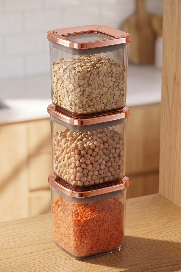 Rose Vacuum Airtight 3-Piece Food Storage Container Set – 700 Ml