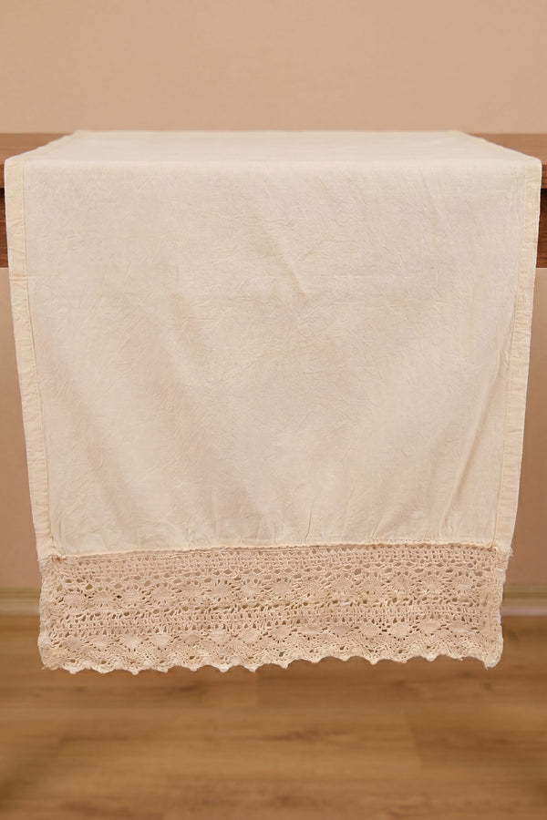 Cream Lacy Cotton Lace Runner 40X150 Cm