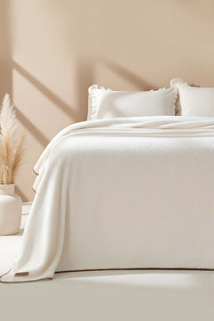 Cream Valencia Sherpa Double Sherpa Plush Blanket – Extra Soft, Warm 100% Polyester Throw, 200x250 cm
