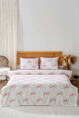 Ribbon Pattern Double Size Printed Bedspread 200 x 220 cm