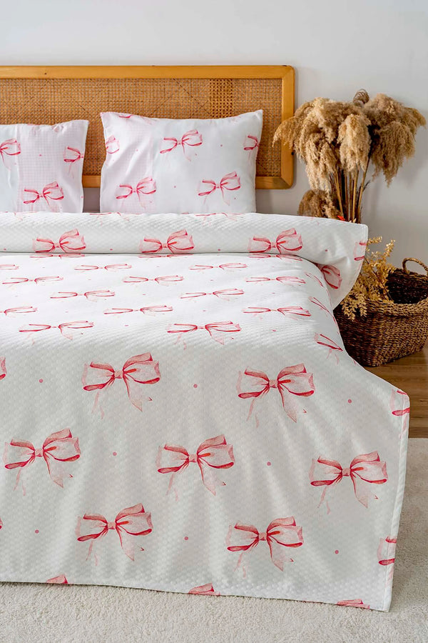 Ribbon Pattern Double Size Printed Bedspread 200 x 220 cm