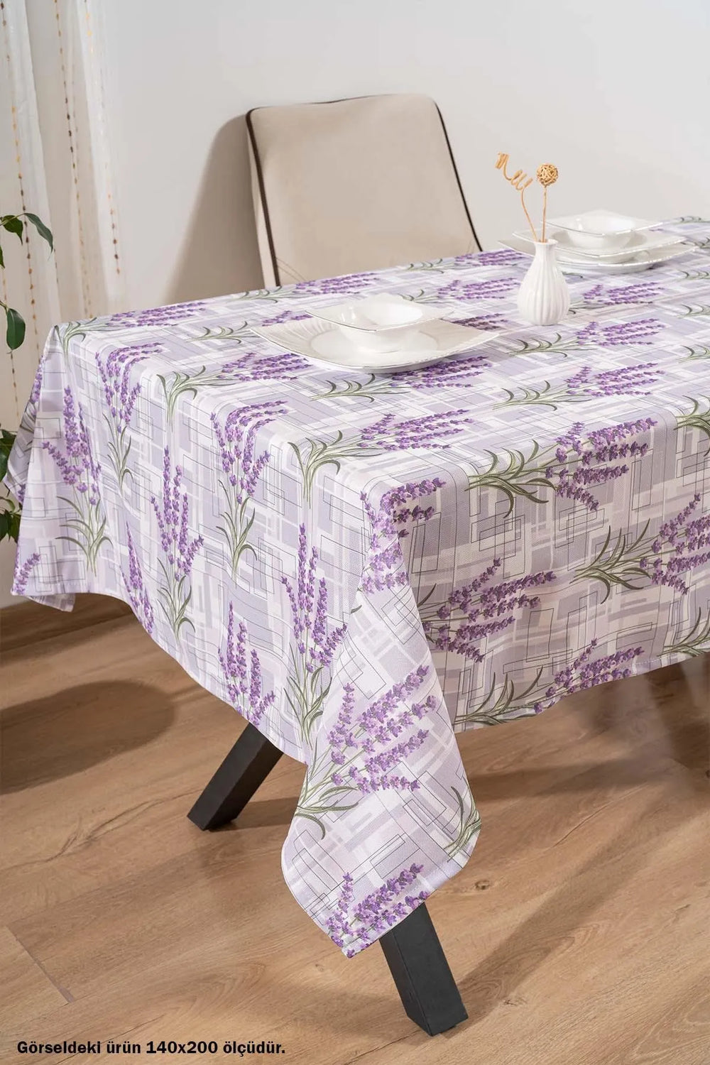 Lavender Patterned Tablecloth, Table Linen, Picnic Cloth