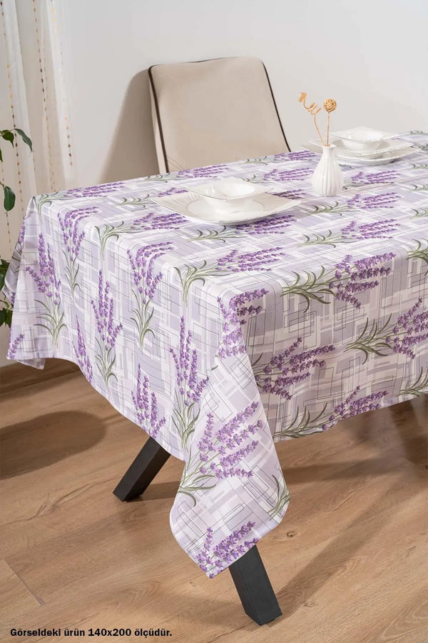 Lavender Patterned Tablecloth, Table Linen, Picnic Cloth