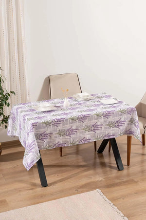Lavender Patterned Tablecloth, Table Linen, Picnic Cloth