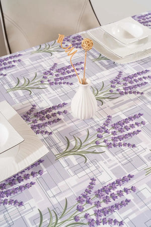 Lavender Patterned Tablecloth, Table Linen, Picnic Cloth