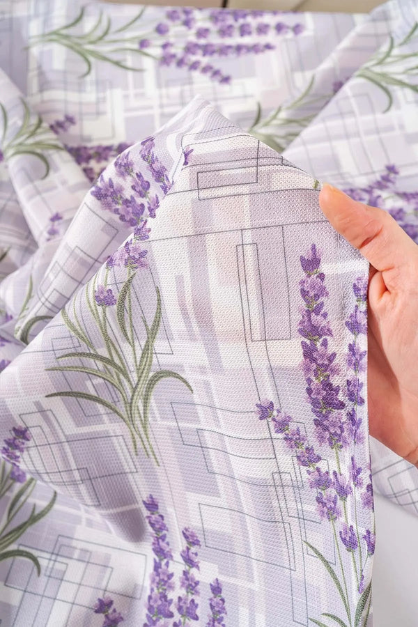 Lavender Patterned Tablecloth, Table Linen, Picnic Cloth