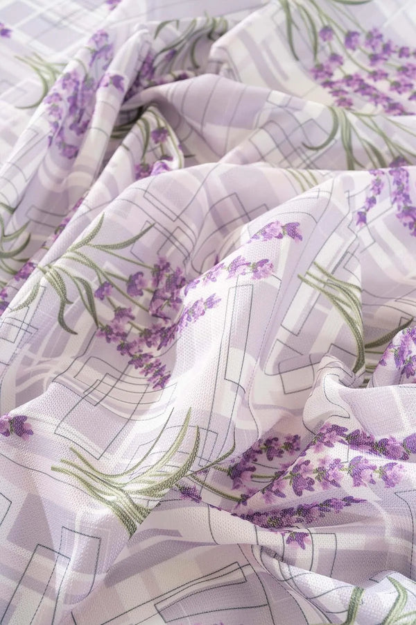 Lavender Patterned Tablecloth, Table Linen, Picnic Cloth
