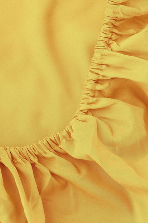 Yellow Cotton Double Fitted Sheet 160x200 cm