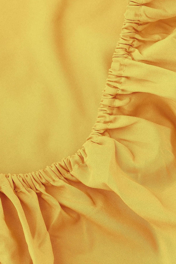 Yellow Cotton Single Fitted Sheet 100x200 cm