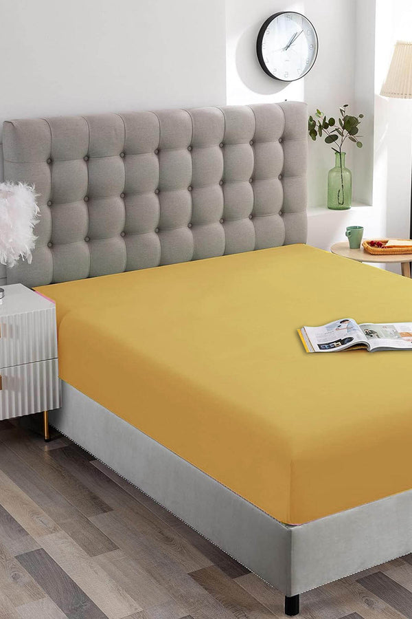 Yellow Cotton Single Fitted Sheet 100x200 cm