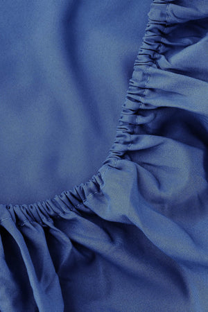 Navy Blue Cotton Single Fitted Sheet 100x200 cm