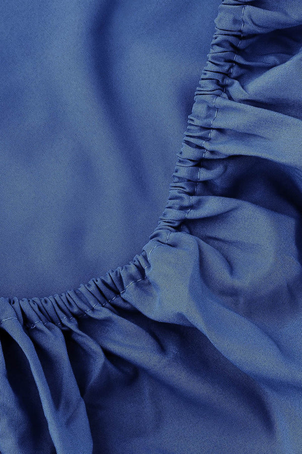 Navy Blue Cotton Single Fitted Sheet 100x200 cm