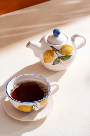 Lemon Pattern Amore 4-Piece Teapot & Cup Set