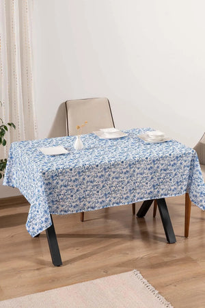 Blue Floral Tablecloth, Table Cover, Picnic Cloth
