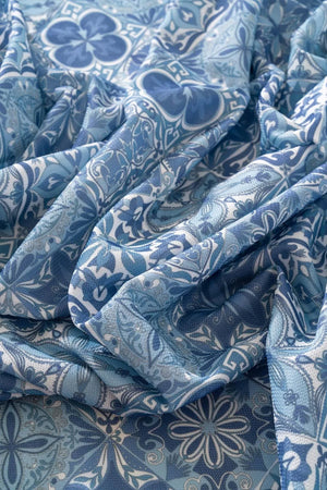 Blue Tile Patterned Tablecloth, Table Napkin, Picnic Cloth