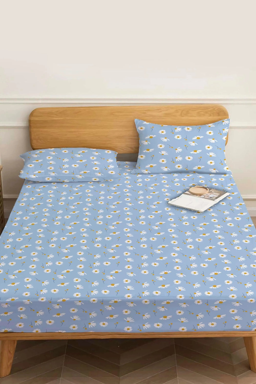 Blue Daisy Double Cotton Sheet