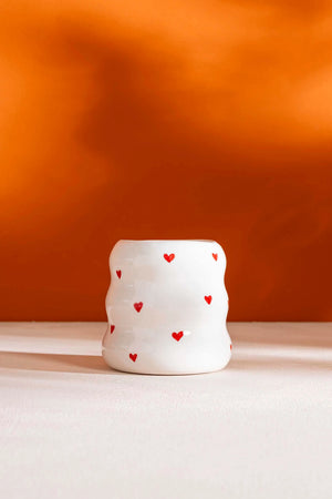 Mini Hearts Amore Handmade Ceramic Double Coffee Glass Mug Cup