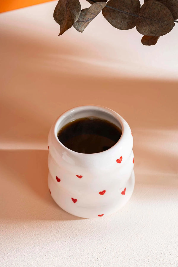 Mini Hearts Amore Handmade Ceramic Double Coffee Glass Mug Cup