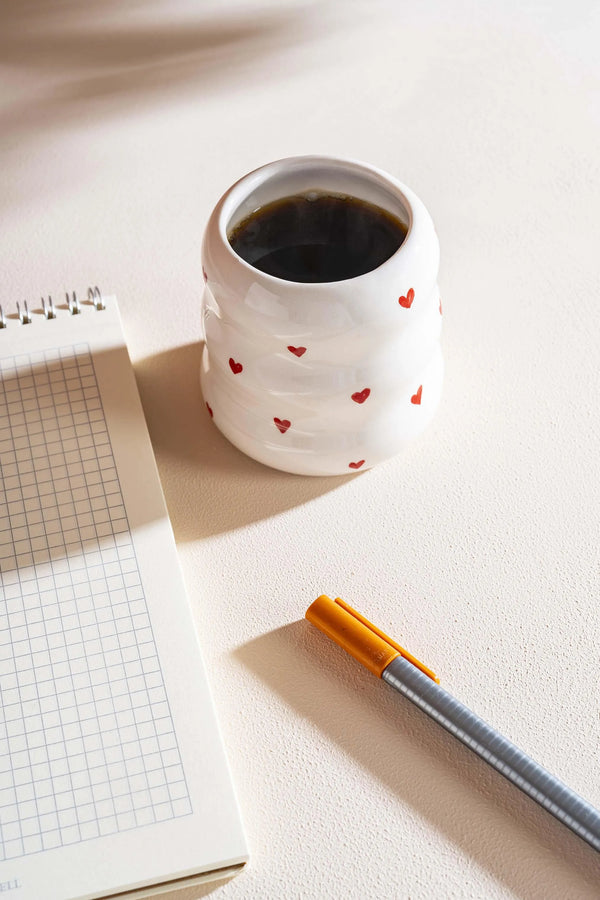 Mini Hearts Amore Handmade Ceramic Double Coffee Glass Mug Cup