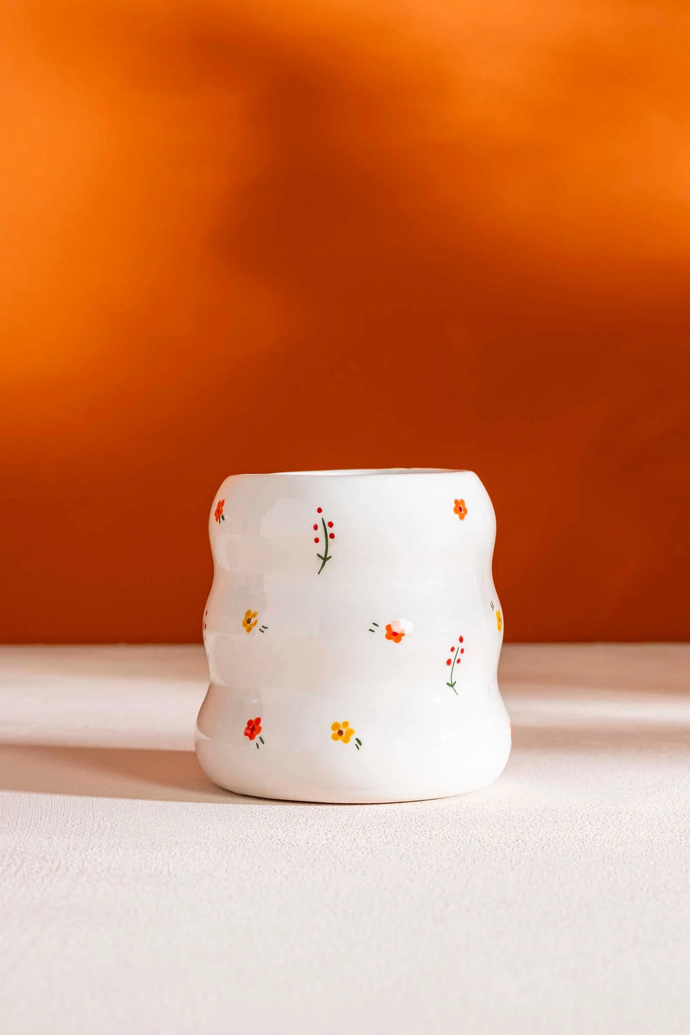 Minimal Flowers Amore Handmade Ceramic Double Coffee Cup Mug