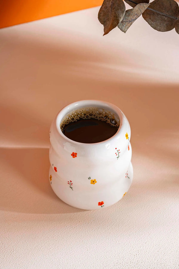 Minimal Flowers Amore Handmade Ceramic Double Coffee Cup Mug