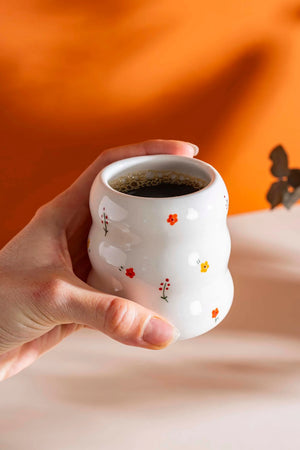 Minimal Flowers Amore Handmade Ceramic Double Coffee Cup Mug