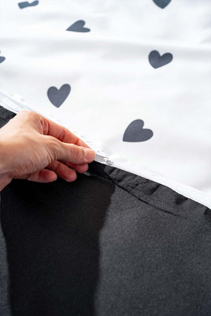 Black Mini Hearts Single Duvet Cover Set – Cotton