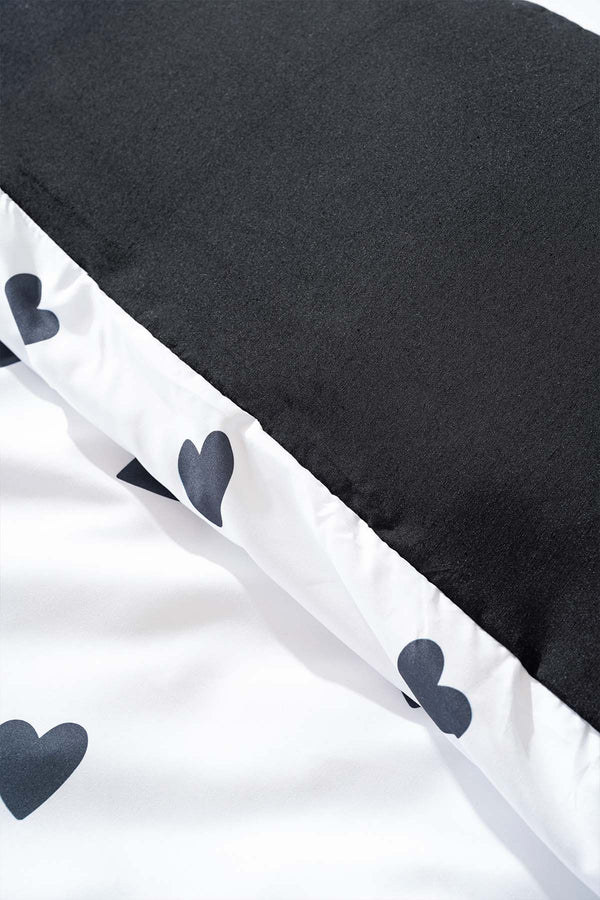 Black Mini Hearts Single Duvet Cover Set – Cotton