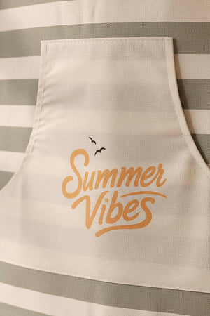 Green Striped Liquid-Resistant Kitchen Apron