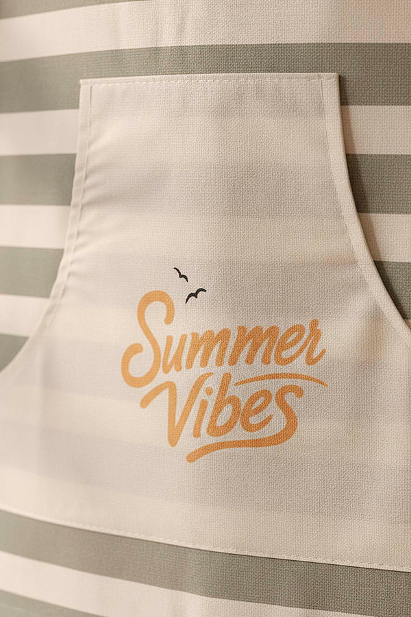 Green Striped Liquid-Resistant Kitchen Apron