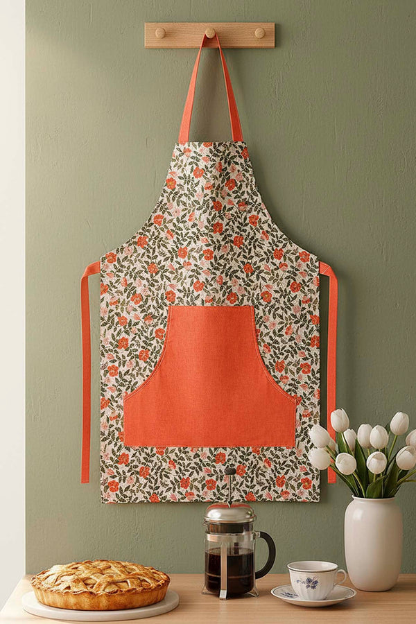 Floral Liquid-Resistant Kitchen Apron