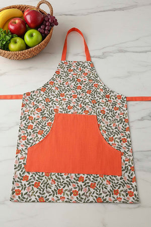 Floral Liquid-Resistant Kitchen Apron