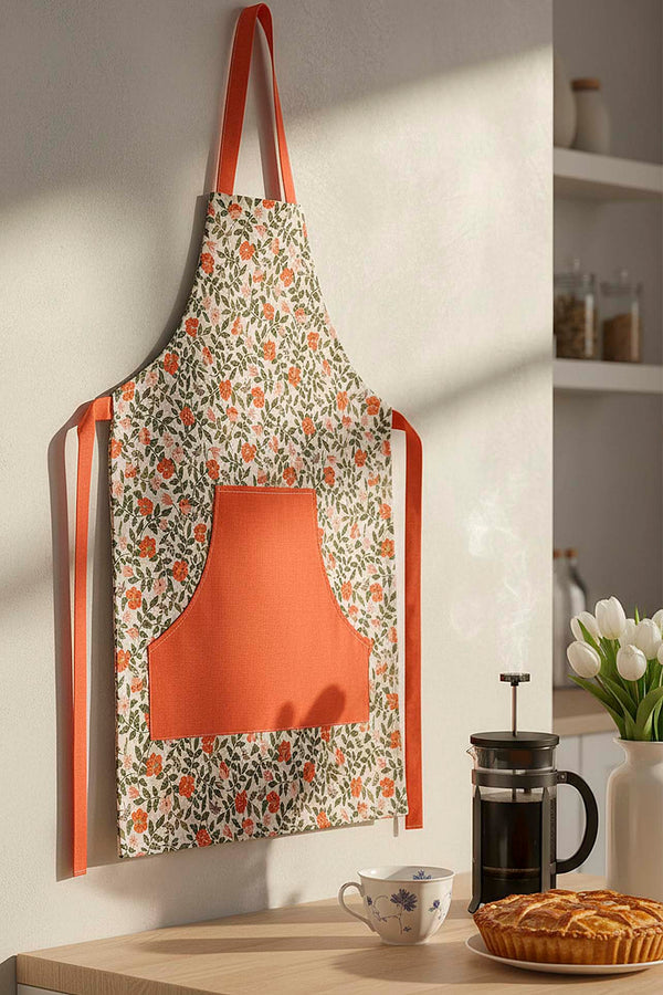 Floral Liquid-Resistant Kitchen Apron