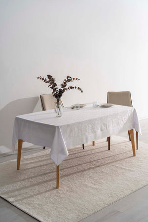 Damascus White Tablecloth 160x220 cm