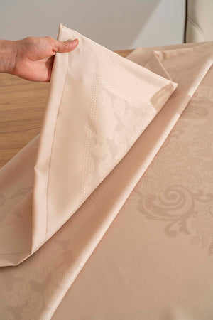 Jumbo Cappuccino Jacquard Tablecloth – Liquid Repellent, Stain Resistant, 100% Polyester, 160x220 cm