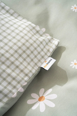 Minimal Green Daisy Outlet Double Duvet Cover Set – Cotton