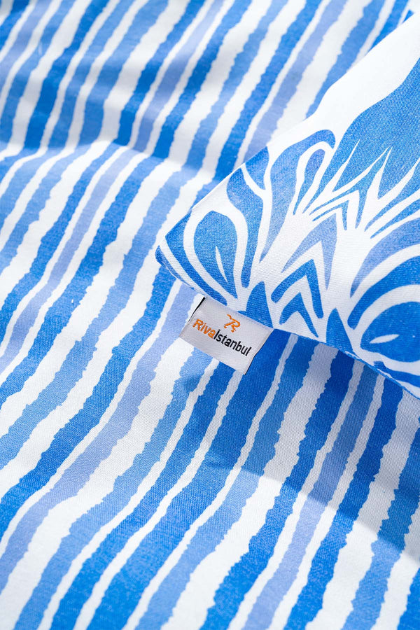 Alaçatı Blue Double Outlet Cotton Duvet Cover Set