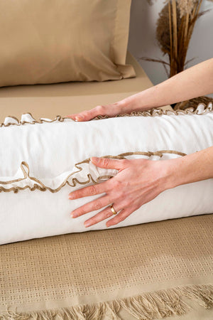 Brianna Khaki Double Duvet Covered Bedspread - 7-Piece Bridal Set 100% Cotton