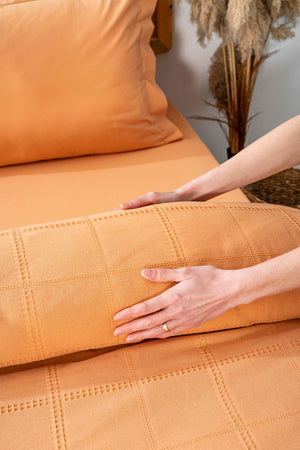 Fiorella Orange Double Embroidered Bedspread Set 6 Piece Sleep & Dowry Set