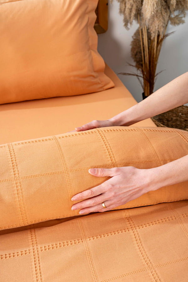 Fiorella Orange Double Embroidered Bedspread Set 6 Piece Sleep & Dowry Set