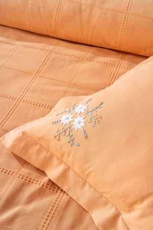 Fiorella Orange Double Embroidered Bedspread Set 6 Piece Sleep & Dowry Set