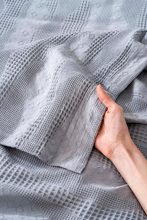 Agata Grey Double Size Bedspread Set – 3-Piece Sleep & Bridal Set – 100% Cotton