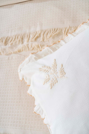 Brianna Cream Double Duvet Coverlet Set – 7-Piece Bridal Set 100% Cotton