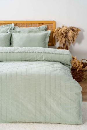 Jasmin Mint Green Double Size 6-Piece Jacquard 100% Cotton Duvet Cover Set & Bridal Set