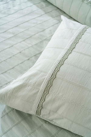 Jasmin Mint Green Double Size 6-Piece Jacquard 100% Cotton Duvet Cover Set & Bridal Set