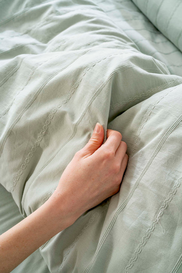 Jasmin Mint Green Double Size 6-Piece Jacquard 100% Cotton Duvet Cover Set & Bridal Set